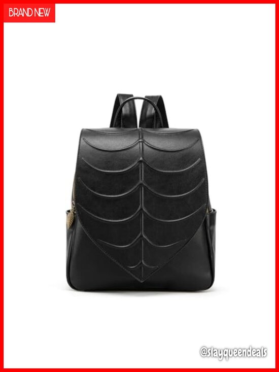 PU Leather Forest Leaf Travel Backpack, Adjustable Straps, Fits 13\